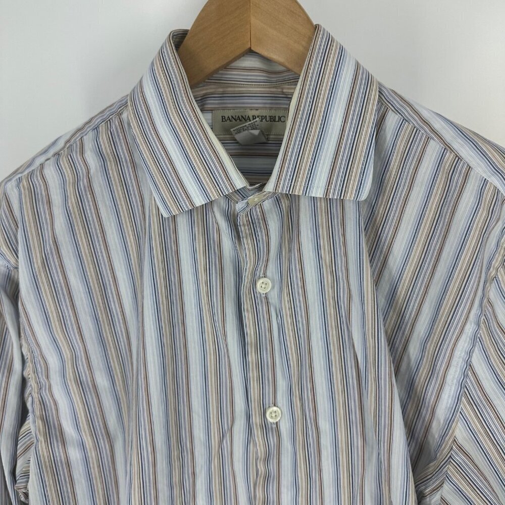 Banana Republic Outlet Mens Striped Button-Down Shirt Medium 15-15.5" - Picture 1 of 4